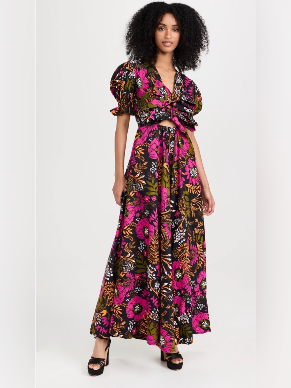 Elisamama Anjola Maxi Dress  - Black & Fuchsia